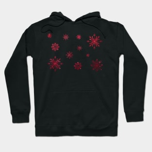 Red Faux Glitter Snowflakes Hoodie